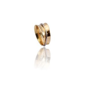 Anel Comfort em Ouro 18K e Filete em Ouro Branco