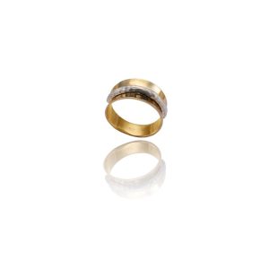 Anel Comfort em Ouro 18K e Fio em Ouro Branco