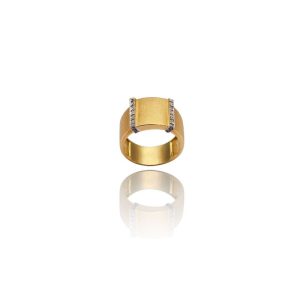 Anel Fosco Filete em Ouro 18K e Brilhantes