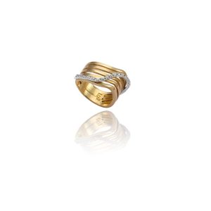 Anel Quatro Fios em Ouro 18K com Pedras de Zircônia