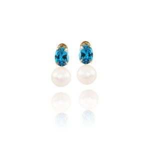 Brinco Oval Pérola em Ouro 18K